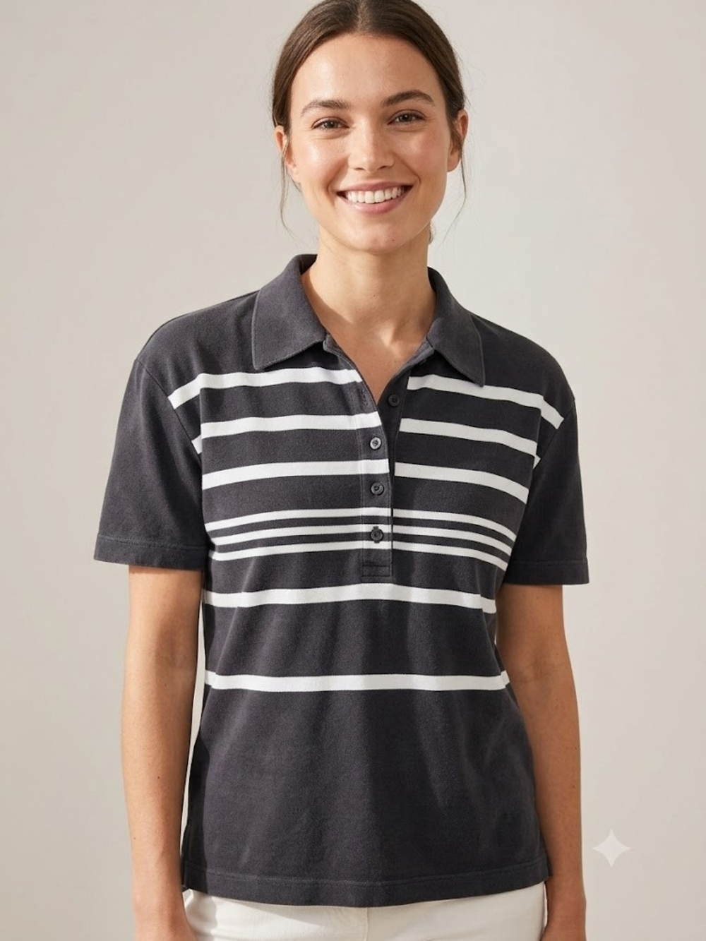 Vintage Striped Polo Shirt Neo 90s Faded Nostalgia Casual Prep Blokecore